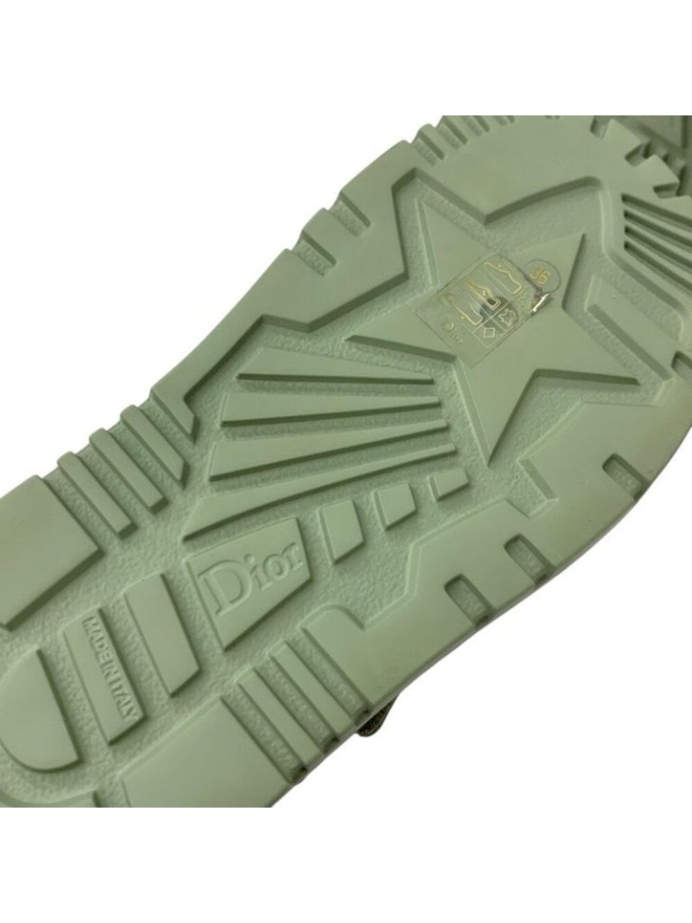 Christian Dioract Sandals Shoes Leather Green Logo Flat - Picture 8 of 9